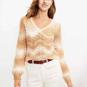 LOFT V-Neck Sweater Tan and Cream